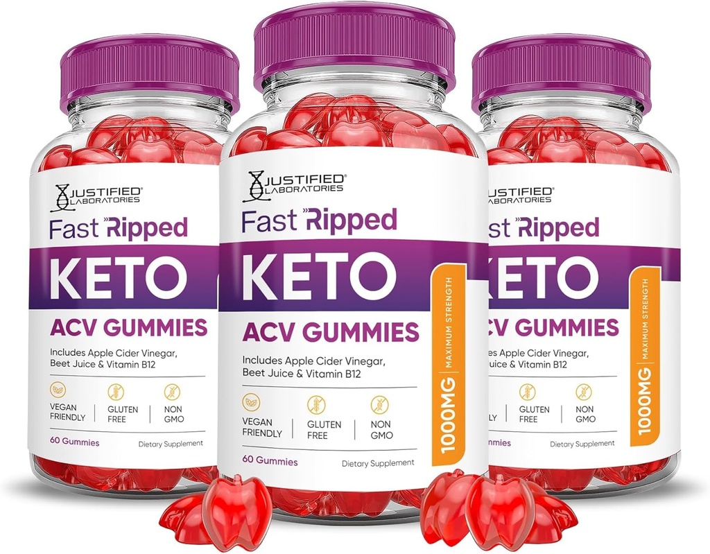 Laboratoires justifiés (3 Pack Keto Rush Keto ACV Gummies Formule 1000MG Keto Rush Keto Gummies Apple cider Vinegar Boost Formulé avec Pomegranate Beet Juice Powder B12 Vegan Non OGM 180 Gummys