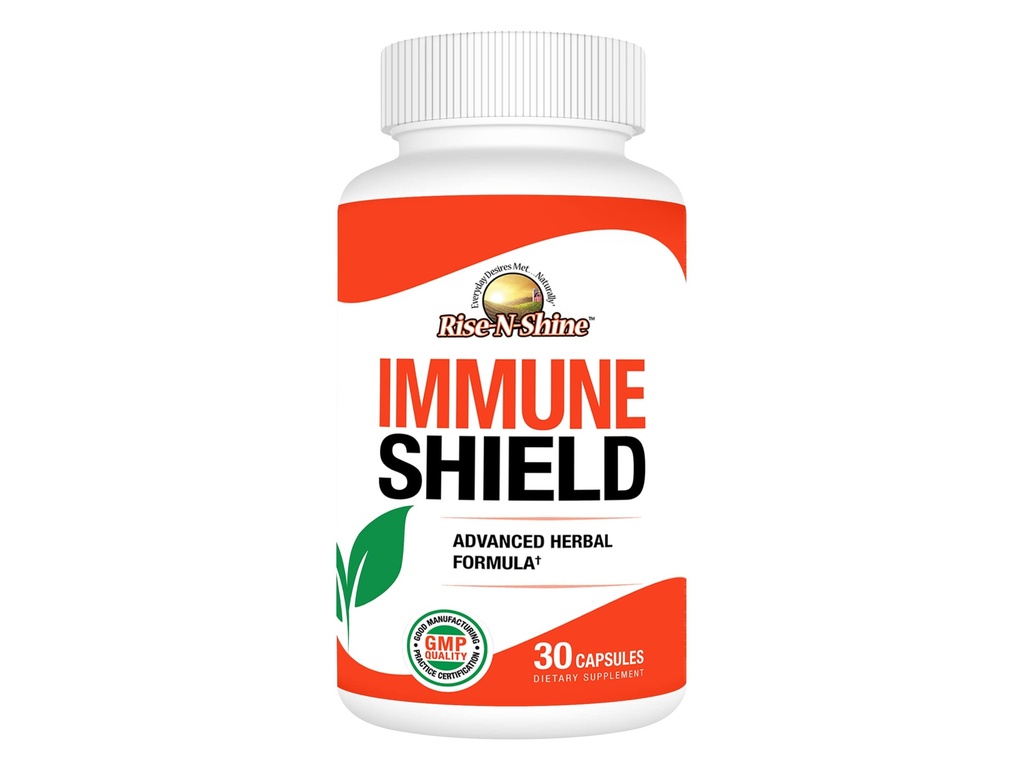 Bouclier immune avec mélange à base de plantes plus vitamine C, zinc, quercétine, et plus pour le système de soutien immunitaire santé stimuler 30 jours d'approvisionnement