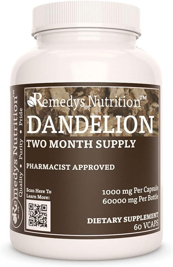 Nutrition de Remedy Dandelion Root, 1000 mg, 60 Capsules végétaliennes Complément alimentaire à base de plantes