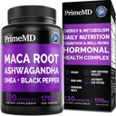 6-in-1 Organic Maca Root Ashwagandha Capsules 1710mg with DHEA and Black Pepper Fruit Extract for Women and Men - Black Maca Supplement for Stamina, Bone and Mood Support Supplement, 120 count