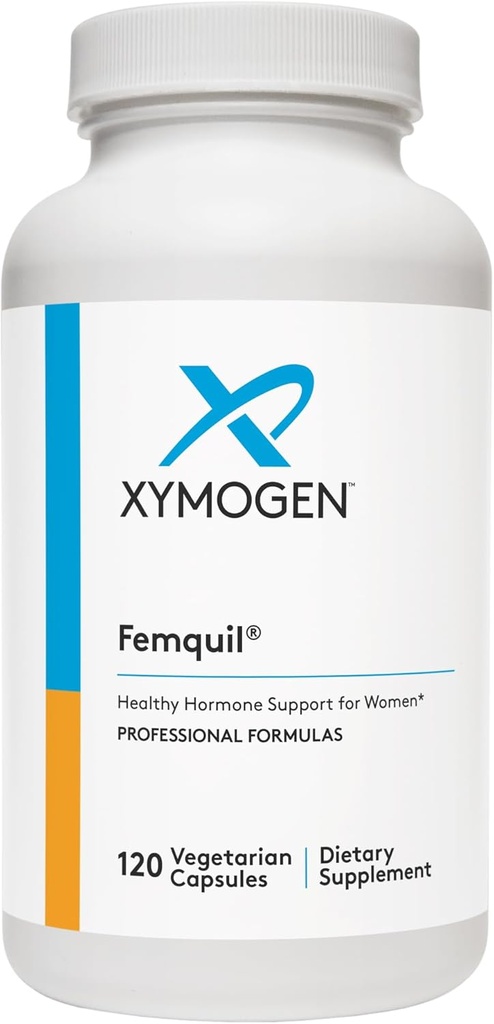 XYMOGEN Femquil - Promouvoir l'équilibre hormonal pour les femmes - Méthylfolate biologiquement actif + supplément dim - Peut aider à atténuer les symptômes de la ménopause commune et du SPM - Aide à l'activité antioxydante (120 capsules)