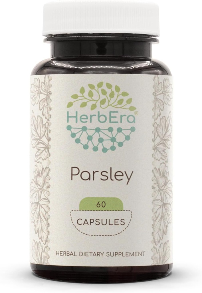 HerbEra Parsley 60 Capsules, 500 mg, faites avec du persil (Petroselinum crispum) Feuille séchée (60 Capsules)