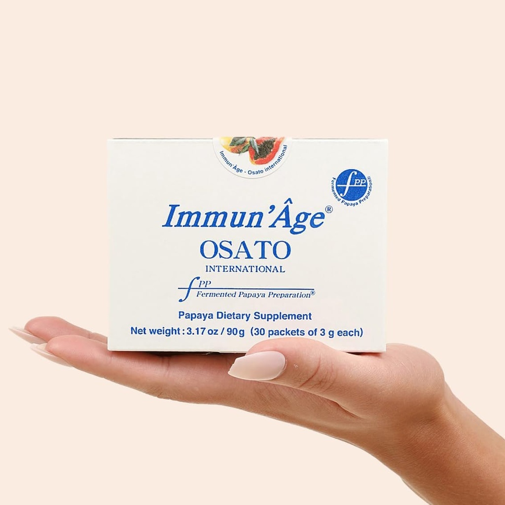 IMMUN'ÂGE - Supplément anti-vieillissement - NRF2 activateur - Immune Support - Antioxydant - Booster d'énergie cellulaire - Protection du vieillissement de la peau - 100% Papaye fermentée japonaise - Poudre - 30 paquets x 3 grammes