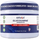 ALFA VITAMINS Alflexil Glucosamine Plus Crème de Chondroitine avec MSM & Collagène, soutient des articulations saines, soulager la douleur articulaire et musculaire, améliore la mobilité, l'absorption rapide et l'hydratation de la peau, 4 Oz.
