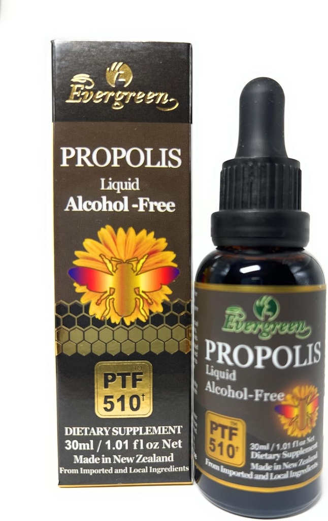 Teinture sans alcool liquide de propolis Evergreen 30ml PTF1170 (Contient 1170 propolis flavonoïde) Fabriqué en Nouvelle-Zélande