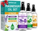 Venture Pal 3-Pack Ensemble de spray d'huile de magnésium topique pour pieds – Cadeau idéal pour la détente, un meilleur sommeil, un soulagement musculaire pour les jambes et les articulations, cheveux et peau sains. Absorption rapide, non grasse