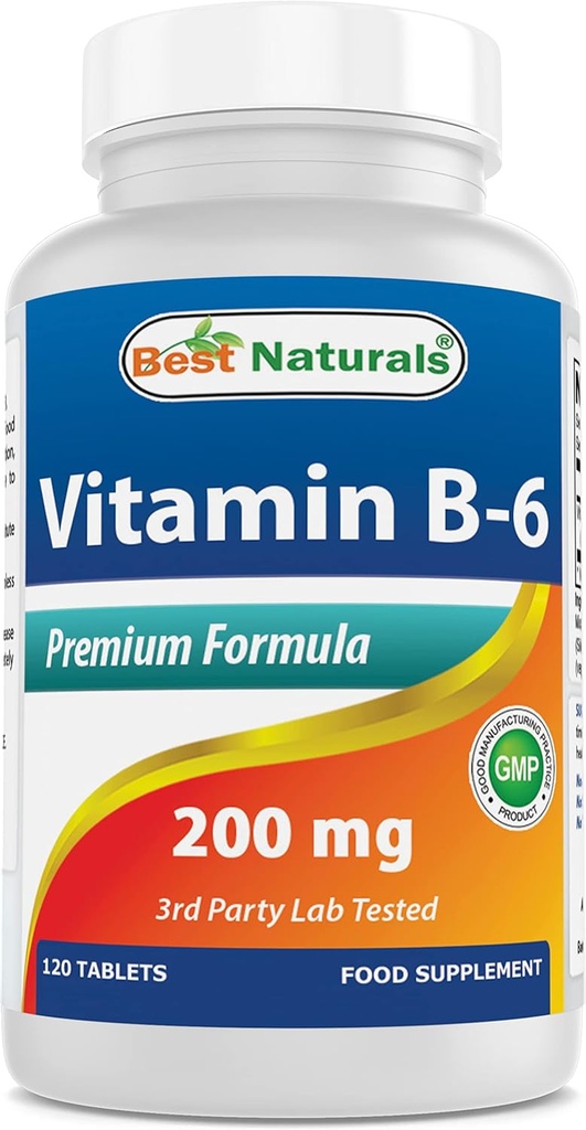 Meilleure vitamine naturelle b6 200mg pour les adultes, 120 comprimés (120 Nombre (paquet de 1))