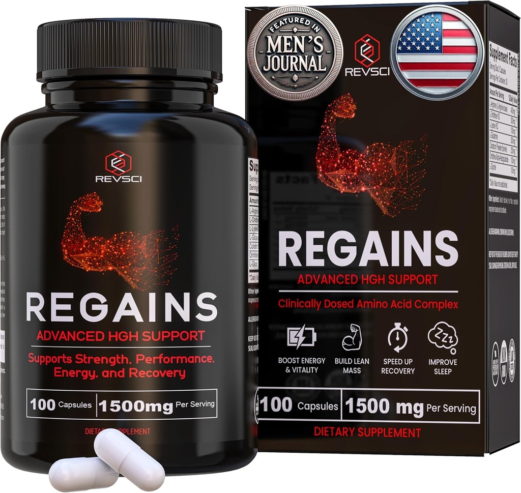 Suppléments HGH pour les hommes et les femmes - Regains Natural Anabolic Muscle Growth Building & Human Growth Hormone pour les hommes, Muscle Builder pour les hommes, Supplément de récupération musculaire, 100 pilules protéiques