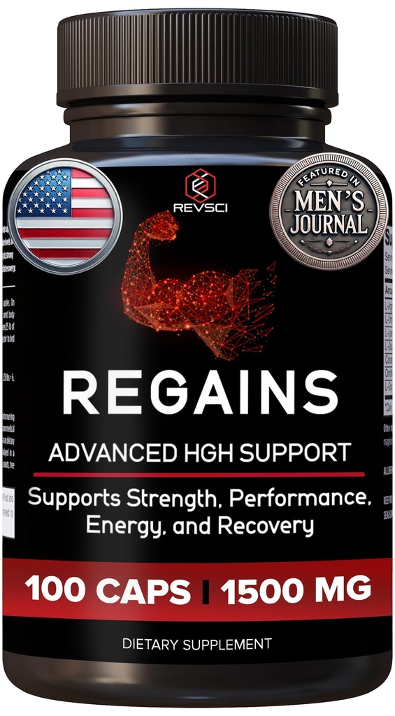 Suppléments HGH pour les hommes et les femmes - Regains Natural Anabolic Muscle Growth Building & Human Growth Hormone pour les hommes, Muscle Builder pour les hommes, Supplément de récupération musculaire, 100 pilules protéiques