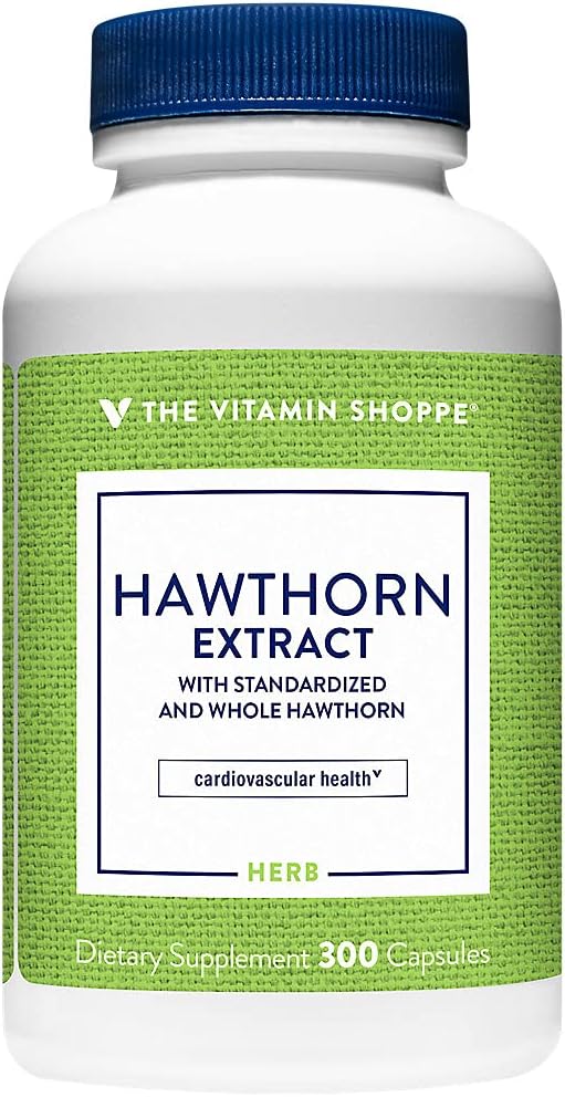 L'extrait de hawthorn de Vitamine Shoppe, avec un hawthorn normalisé et entier, puissant antioxydant qui soutient la santé cardiovasculaire, soutient la santé cellulaire (300 capsules)