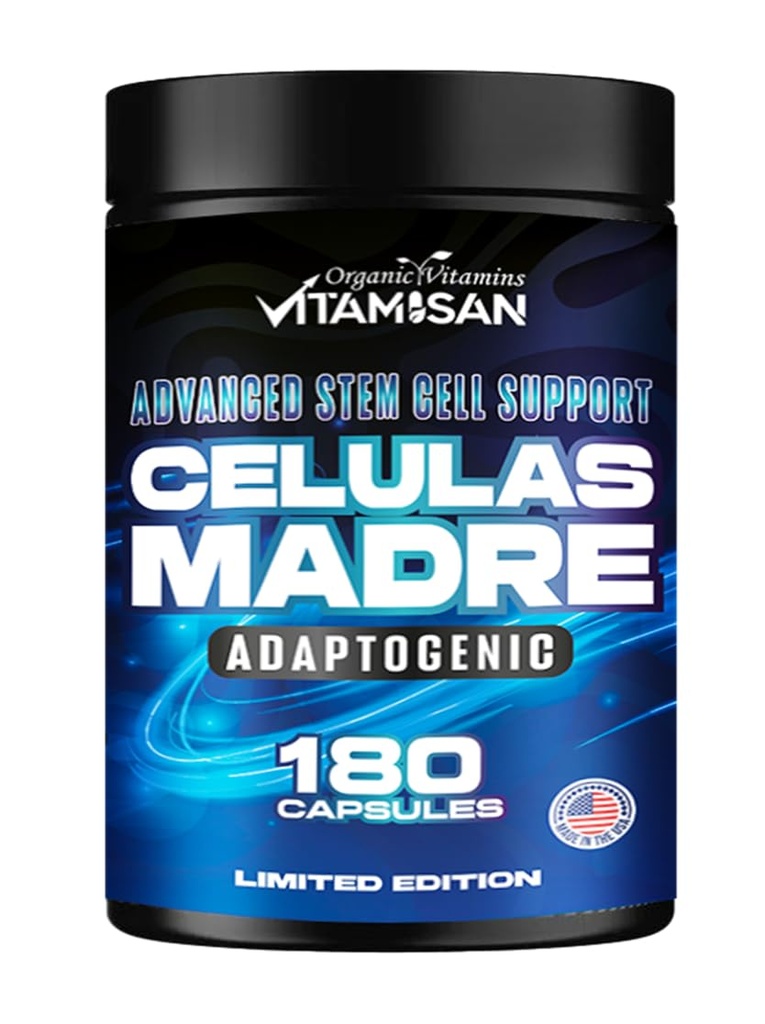 VITAMISAN Celulas Madres 180 Capsules - Stem Cell Blue Green Algae - Non OGM - Sans gluten AFA - Celula Madre Supplement - Lion.