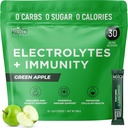 Keto Vitals Immunity Sugar Free Electrolytes Poudre avec vitamine C, gingembre, curcuma et fraise - Boostez votre système immunitaire et réhydratez votre corps - Saveur de pomme verte, 30 comtes