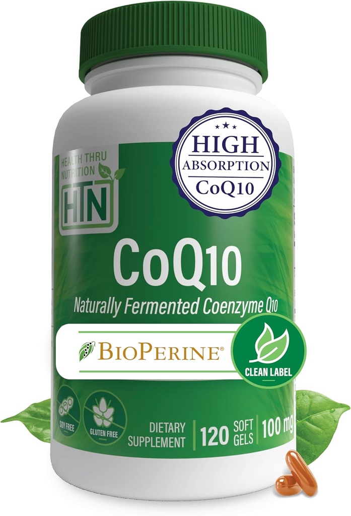 Santé Thru Nutrition CoQ-10 100mg avec BioPerine 120 Softgels.