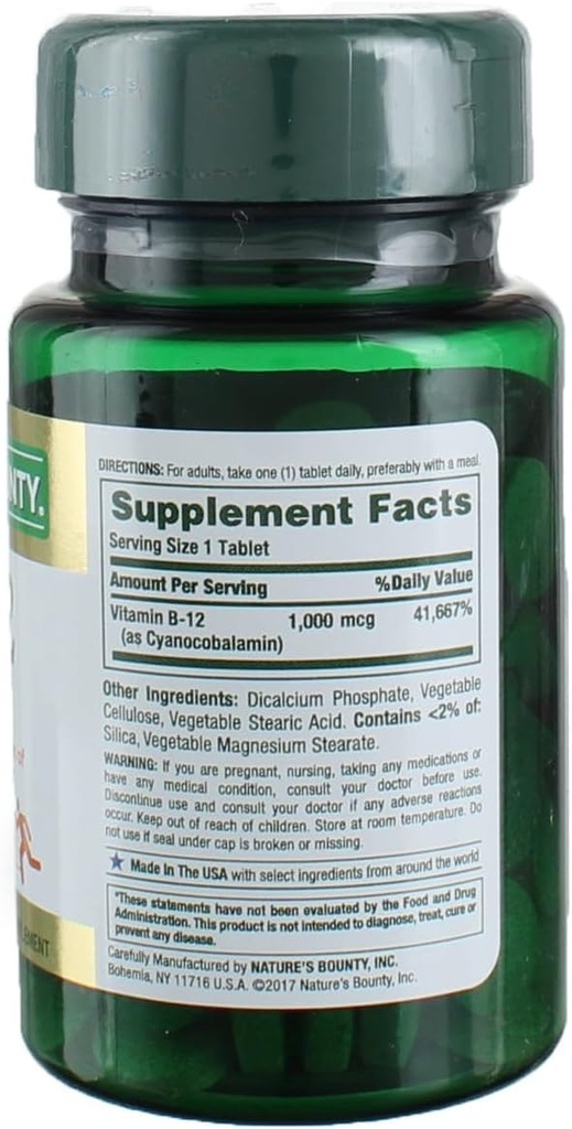 Nature's Bounty Vitamin B-12 1000 mcg Tablets 100 ea (Pack of 9)