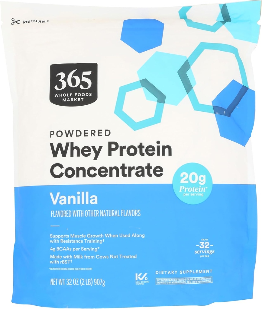 365 par Marché des aliments entiers, Vanilla Whey Concentrate Protein Powder, 32 OZ