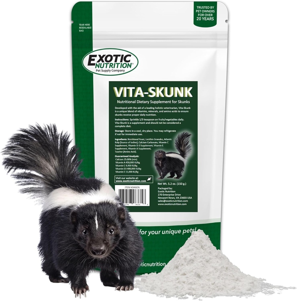 Vita-Skunk (5,2 oz.) - Supplément alimentaire nutritionnel - fabriqué avec des vitamines essentielles, des minéraux et des acides aminés - pour les crânes d'animaux de compagnie
