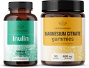 HERBAMAMA Kit Inuline et Magnésium - Ensemble de 1 200 mg Capsules de fibre d'inuline et 400 mg Gummées de citrate de magnésium - Vegan, non-OGM, sans gélatine - 2 boîtes