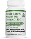 TURNER New Zealand Green Lipped Omega-3 Mussel Oil, 53x Potentialité supérieure avec UAF1000+ Super antioxydant pour le confort et la mobilité des articulations supérieures, sans arrière-goût de poisson, 1 bouteille, 120 Softgels