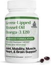 TURNER New Zealand Green Lipped Omega-3 Mussel Oil, 53x Potentialité supérieure avec UAF1000+ Super antioxydant pour le confort et la mobilité des articulations supérieures, sans arrière-goût de poisson, 1 bouteille, 120 Softgels