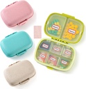 4 Pack Travel Pill Organizer, 8 Compartments Small Pill Box, Portable Daily Pill Case for Medicine, Vitamin, Supplement Storage, Compact Pill Container for Pocket, Purse, Travel, Office, Home Use