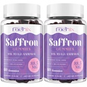 Gommies de safran 88,5 mg avec Magnésium, Suppléments de safran Max Strength avec millepertuis, GABA, Rhodiola, romarin et extraits de fleurs de passion pour l'humeur, Focus - 120 portions