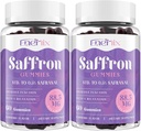 Gommies de safran 88,5 mg avec Magnésium, Suppléments de safran Max Strength avec millepertuis, GABA, Rhodiola, romarin et extraits de fleurs de passion pour l'humeur, Focus - 120 portions