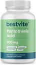 BESTVITE Acide pantothénique 500mg (vitamine B5)(240 Capsules végétariennes) - Pas de stéarate - Pas de gélatine - Pas de silicate de calcium - Vegan - Non OGM - Sans gluten