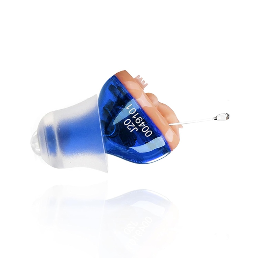 Aide auditive, amplificateur d'oreille pour l'audience, aides auditives à piles pour aînés CIC Dans l'oreille Amplfier Abordable Sound Enhancer Blue (Aar gauche)