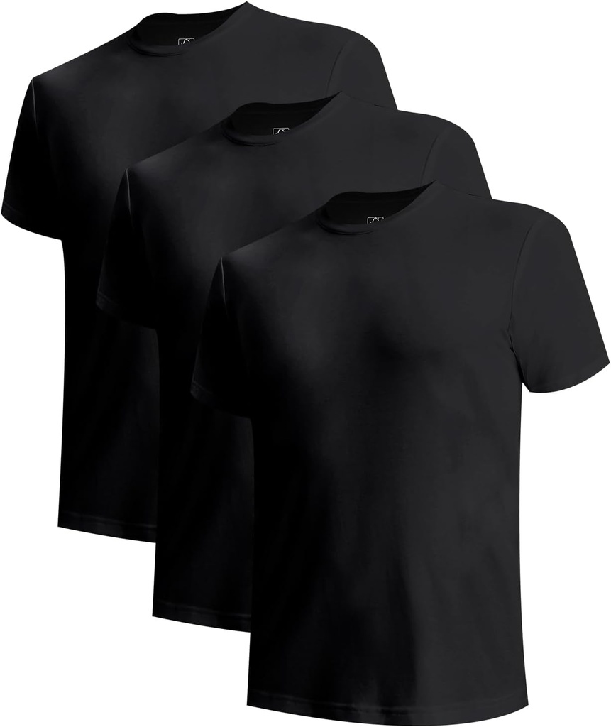 BAMBOO COOL Men’s Undershirts Slim Fit V-Neck/Crewneck, Moisture-Wicking T-Shirts Soft Stretch White Tees for Men, 3 Pack