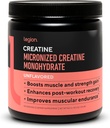 LÉGION Supplément monohydraté en créatine micronisé - Poudre propre en créatine pour le gain musculaire et la récupération après entraînement - Supplément en créatine micronisé pour absorption maximale (100 portions, non aromatisées)