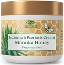 Green Leaf Naturals Manuka Miel Eczema Crème Lotion hydratante Sans fragrance pour le soulagement du psoriasis - Onguent peau sèche et démangeaison - Hydratant pour la peau - Crème pour le corps et le visage - Enfants et adultes 4oz