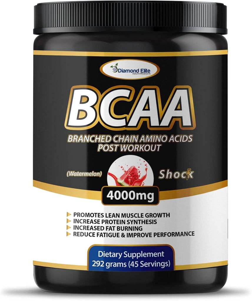 Poudre originale BCAA 2:1:1 - Acides aminés à chaîne ramifiée pour la construction et la récupération musculaires, support de combustion des graisses - punch de fruits et pastèque (45 portions)