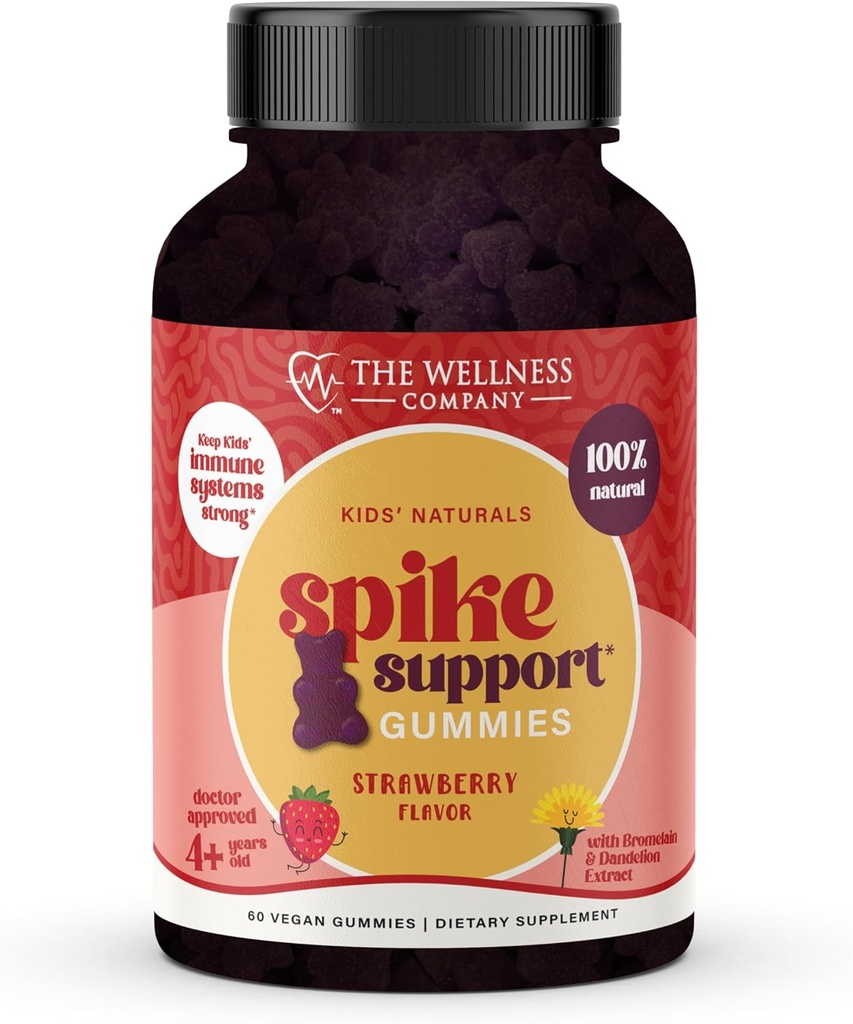 Kids Naturals Spike Support Gummies – An-Round Wellness avec vitamine C, D et zinc 60ct (1 mois d'approvisionnement)