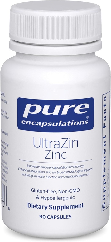 Pure Encapsulations UltraZin Zinc | Enhanced Absorption Mineral Support for Metabolism and Immune Health* | 90 Capsules