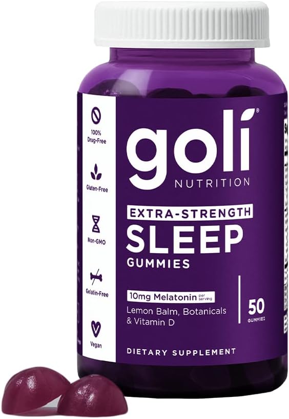 Goli Nutritional Supplement, Extra Strength Sleep Gummy 10mg Melatonin - 1 Pack 50 Count - Gluten-Free, Vegan, Non-GMO, and Gelatin-Free