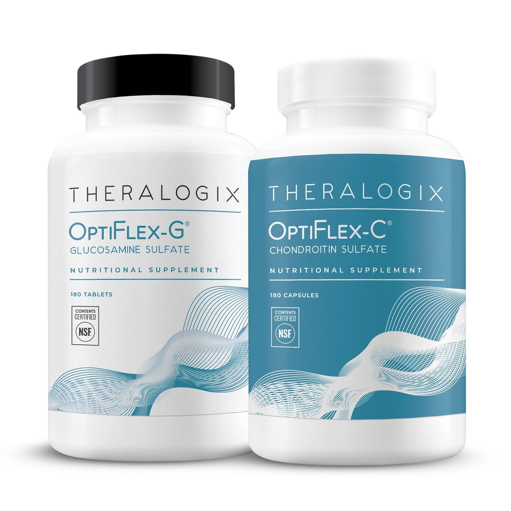 Theralogix OptiFlex Complet - Approvisionnement de 90 jours - Supplément Glucosamine & Chondroïtine - Soutien Fonction articulaire saine - Suppléments articulaires pour femmes et hommes - Certifié NSF - 180 capsules et 180 onglets