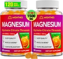 Gommies de magnésium pour adultes avec glycinate, citrate et l-thréonate, Ashwagandha, complexe triple de magnésium haute absorption pour le repos, relaxation, muscles, os - 120 Gommies