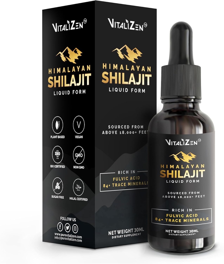 Shilajit Pure Himalayan Organic Drops de Shilajit 100 % naturel liquide Drops de Shilajit pour la désintoxication, le soutien immunitaire, l'énergie