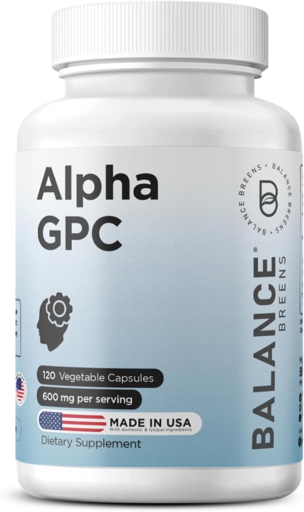 Alpha GPC Choline Supplément 600mg, 120 Capsules de Veg - Formule de Mémoire Avancée, Soutien Cerveau Nootropique (120 Nombre (paquet de 1))