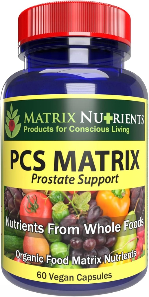 Matrice PCS - Niveaux de PSA inférieurs pour une prostate saine - 100% ingrédients naturels: Palmetto de scie, Rabdosia, Scute, Plantago Focium, Chrysantaomum, Ganoderma, Lotus Seed - Capsules végétaliennes (60ct)