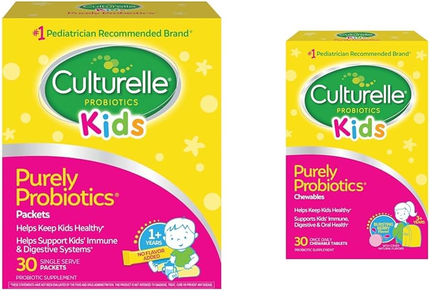 Culturelle Kids Daily Probiotic Supplement & Kids Chewable Daily Probiotic pour enfants, 3 ans et plus, 30 ans