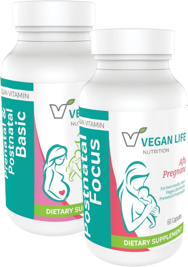 Vitamines postnatales - Folate, Calcium, Vitamines A, B, C, D, E, K et plus - Sans gluten, sans OGM