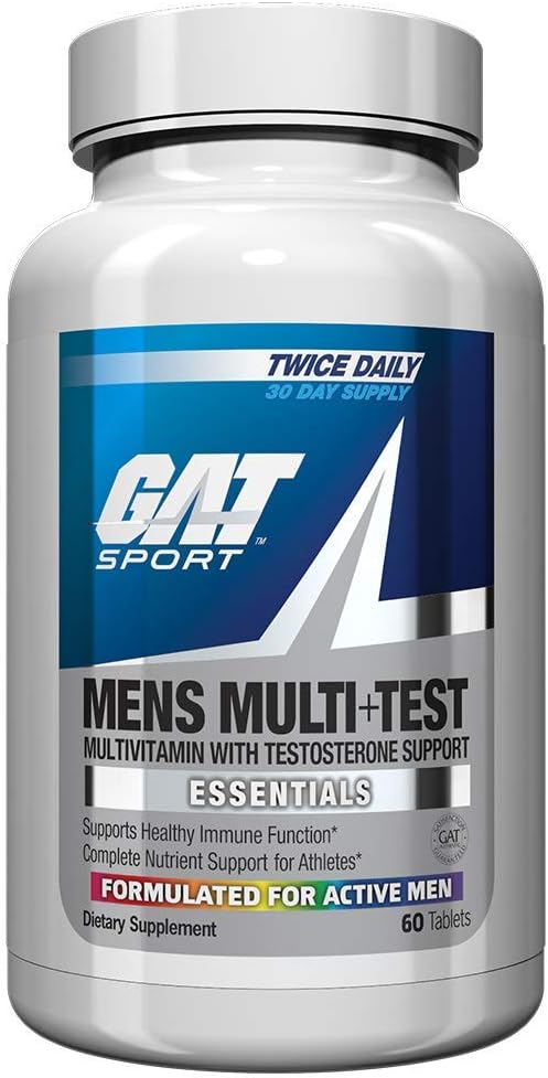 GAT SPORT Hommes Multi + Test, Comprimés multivitamines Premium (60 Nombre)