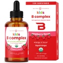 Complexe de vitamine B pour enfants NutraChamps, B1, B2, B3, B6, B7, B9 et méthyl B12, Supplément de gouttes liquides complexes pour enfants B, énergie, focus, métabolisme, baie naturelle, 120 portions, 4 mois d'approvisionnement