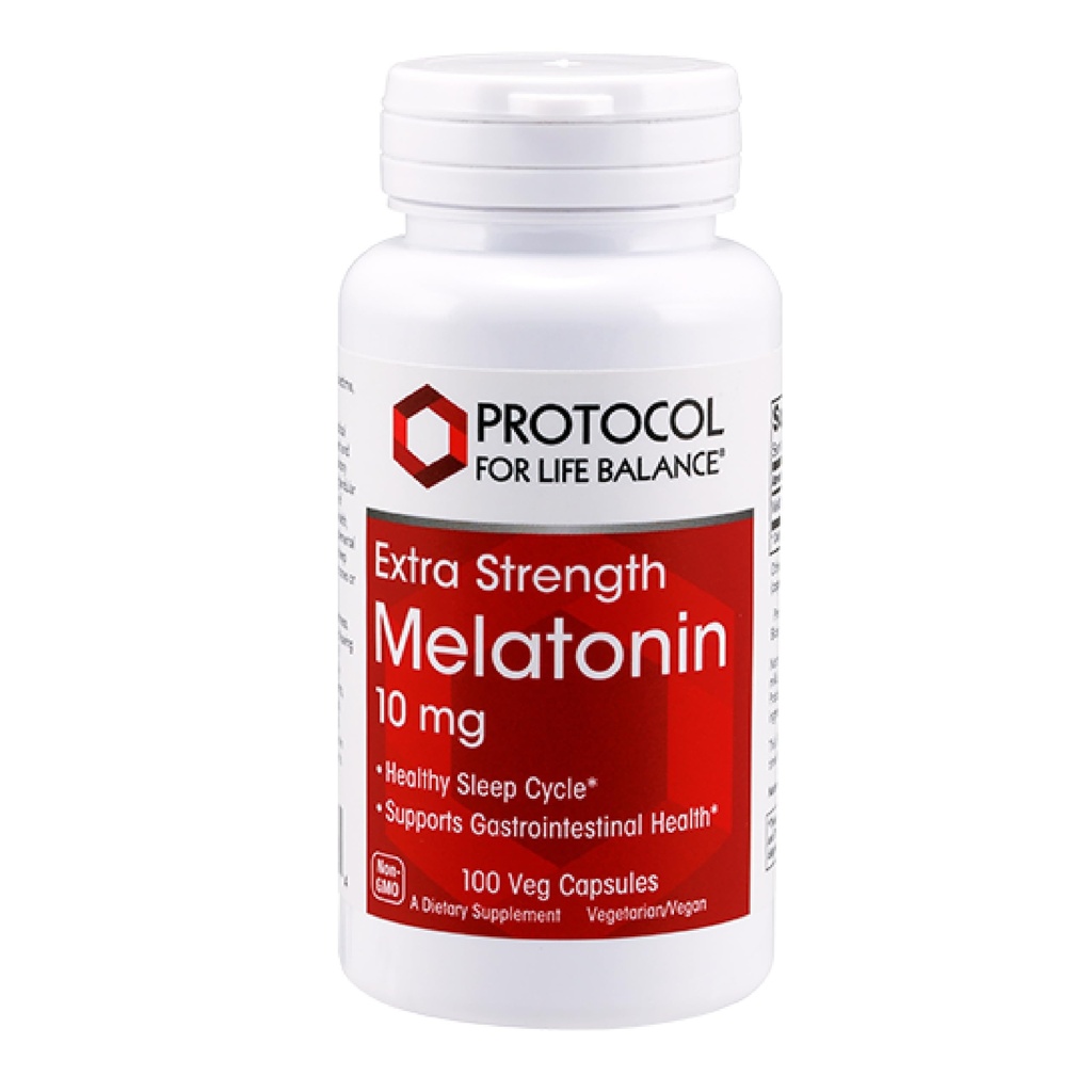 PROTOCOLE POUR LA BALANCE DE LA VIE Melatonine Extra Strength - 10 mg Melatonine - Soutien au sommeil pour les adultes - Soutien immunitaire quotidien - Pineal Gland Aid - Kosher & Non-OGM - 100 gélules