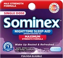 Comprimés Sominex d'aide au sommeil de nuit, formule de force maximale, dose unique, assortis, 16 comtes