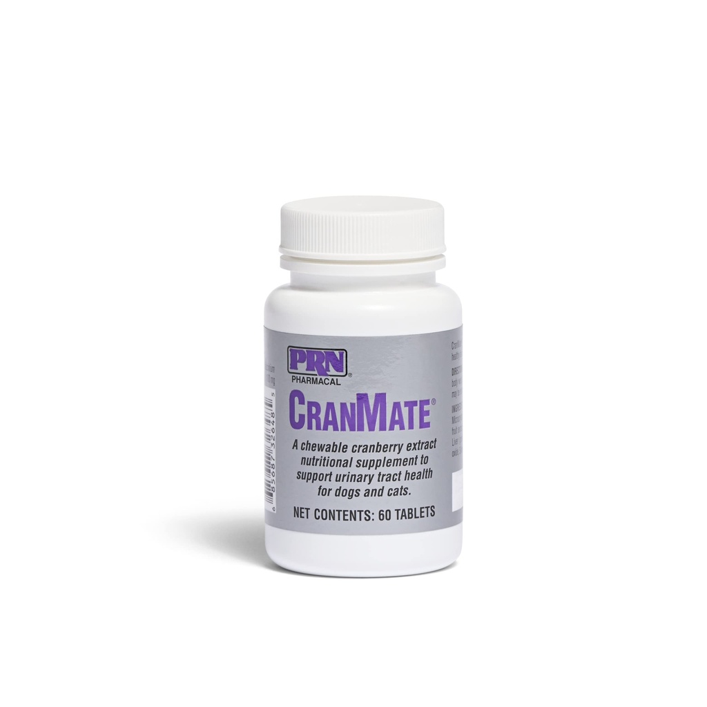 Supplément de canneberge PRN Pharmacal CranMate - Extrait de canneberge à croquer Suppléments nutritionnels pour chiens et chats - Cranberry Urinary Tract Health - 60 onglets