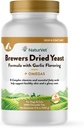 NaturVet – Formule de levure séchée à l'ail – Plus Omégas Riche en acides gras oméga-3, 6 et 9 Fortifiée de B1, B2, Niacine et vitamine C pour chiens et chats