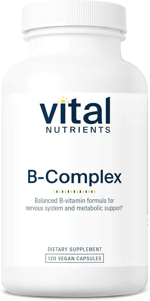 Éléments nutritifs vitaux Vitamine B-Complexe de végane Vitamines complexes méthylées B de haute puissance Vitamines B de soutien à la production d'énergie, au métabolisme et à la santé cardiaque*
