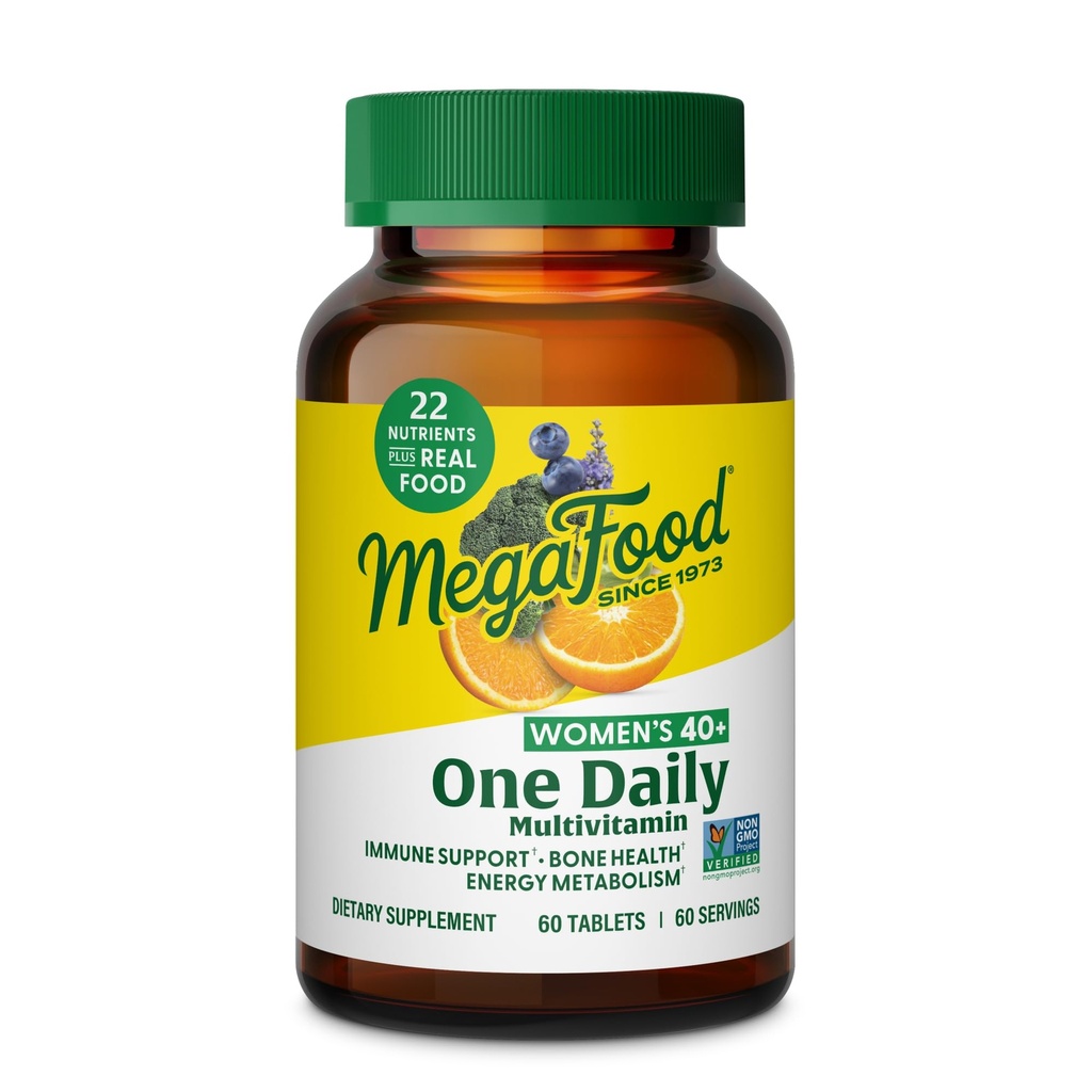 MegaFood Femmes 40+ Une multivitamine quotidienne pour les femmes - avec la vitamine B12, B6, C, D, Zinc & Fer – Plus Véritable nourriture - Soutien immunitaire - Santé osseuse - Non-OGM - Végétarien - 60 onglets